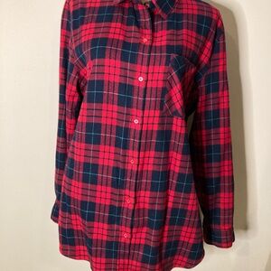 Red and Blue Plaid Button-Up Shirt